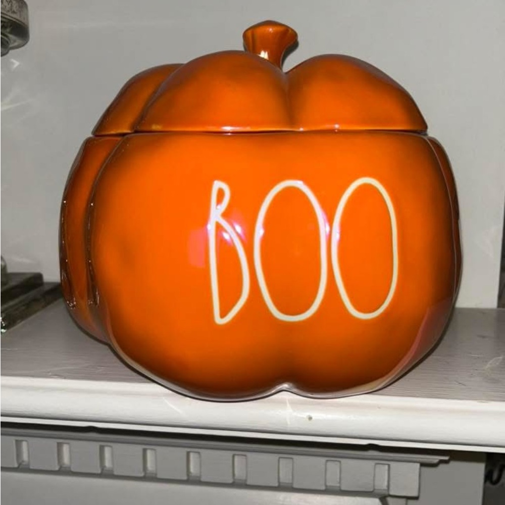 Rae Dunn Orange Pumpkin 'BOO' Candle Holder